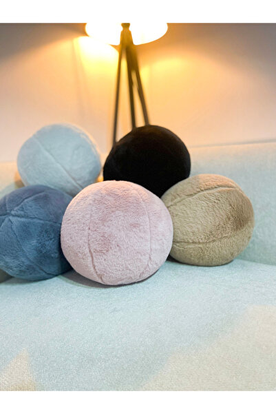 Arvella Home Toscana Peluş Top Yastık Küçük Pudra Top Kirlent Gizli Fermuarlı