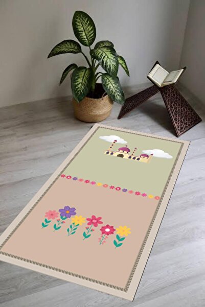 Carmine Carpet سجادة صلاة للأطفال مطبوعة رقمية وقابلة للغسل ومضادة للانزلاق