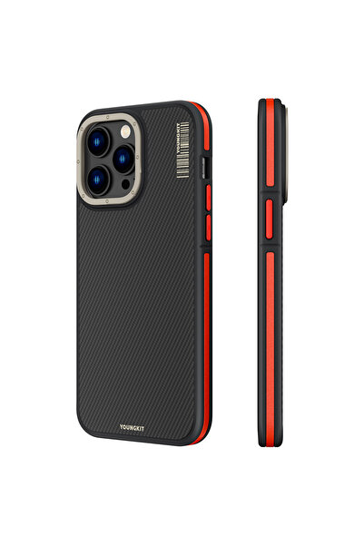 Youngkit Uyumlu iPhone 14 Pro Kılıf Magsafe Şarj Özellikli YoungKit 600D Kevlar Kapak