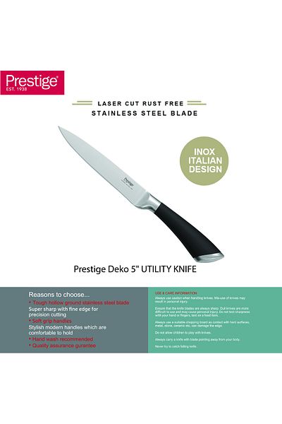 Prestige Deko 5" (12.5 Cm) UTILITY KNIFE | Rust Free Stainless Steel Blade - PR57544