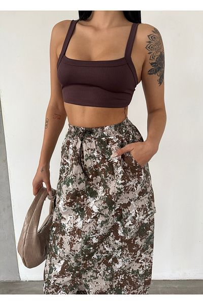 XBELLA DENİM FUSTA CAMOUFLAGE PARAȘUTĂ CU BOLȚI LATERALE ȘI FĂRĂ FATA