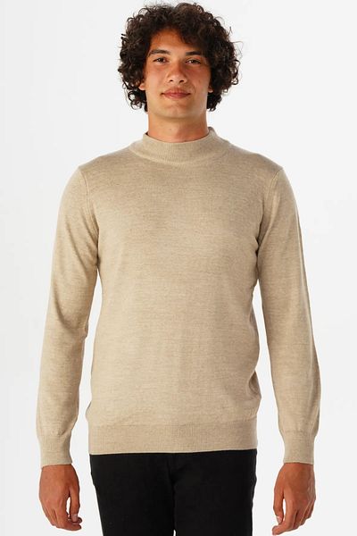SÜVARİ Beige Men's Knitwear - Solid Half Turtleneck Tr 2013700424