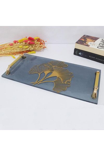 veraART Epoxy Ginkgo Leaf Presentation Tray