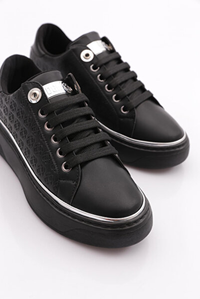 DGN 2559 Kadin Bağcikli Şerit Detayli Sneaker Ayakkabı