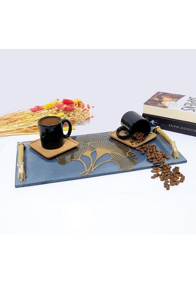 veraART Epoxy Ginkgo Leaf Presentation Tray