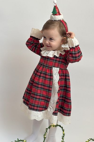 ALYRA Girl Child Baby Dress Gingham Red Ruched Vintage Special Occasion Birthday New Year Christmas Dress