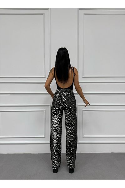 XBELLA DENİM Palazzo Leopard Khaki Jeans