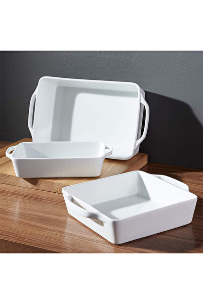 Crate & Barrel طقم أواني خبز إفريداي من 3 قطع، طقم أواني خبز بورسلين متين ومتعدد الاستخدامات