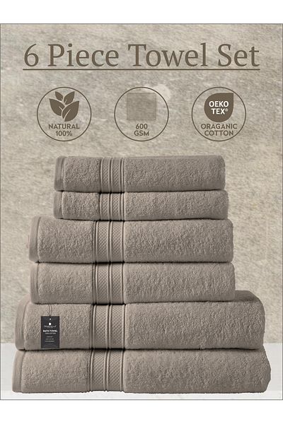 Donetella 6-Pcs Towel Set -2 Pcs Bath Sheet, 2 Pcs Bath Towel, 2 Pcs Hand Towel 600 GSM 100% Combed Cotton