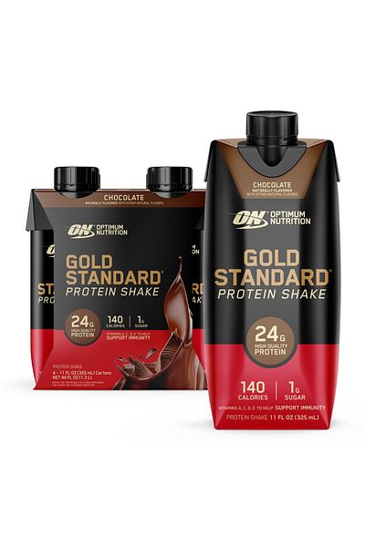 Optimum Nutrition 100% Gold Standard Pro Shake, 325 ML, Chocolate | Pack Of 4 Pieces