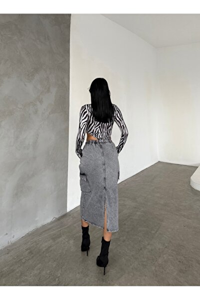 XBELLA DENİM Спідниця з еластичним поясом, сіра, з боковими кишенями