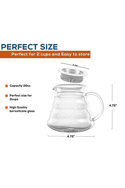 MIBRU V60 Drip Pour Over Coffee Set Of 5 Pcs Includes Manual Kettle Grinder Dripper, Filter, For Barista
