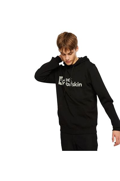Jack Wolfskin سترة آرثر مقنعين للرجال باللون الأسود
