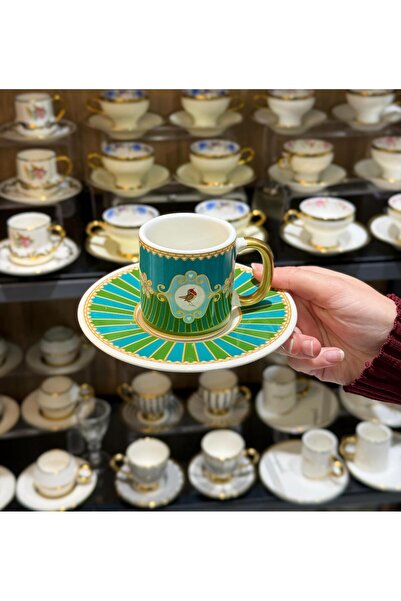 Onedekor 6'lı Royal Green Bird Soha Kahve Fincanı
