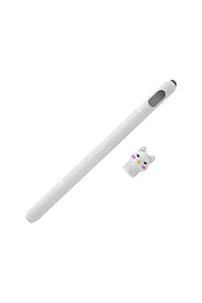 Dmay Apple Pencil 2. Nesil Uyumlu Koruyucu Silikon Kılıf  Sevimli Kedi Figürl...