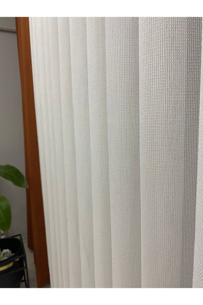 İNCİLİFE Lena Ecru Colored Modern Patterned 1/2.5 Normal Medium Pleated Modern Tulle Curtain