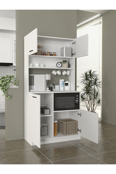 dorpek Tuco 2 Çok Amaçlı Mutfak Dolabı & Mikrodalga Fırın Dolabı & Banyo Dolabı 180x90 Cm Beyaz