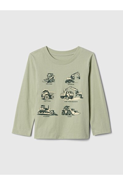 GAP Erkek Bebek Yeşil Logo Grafikli T-Shirt