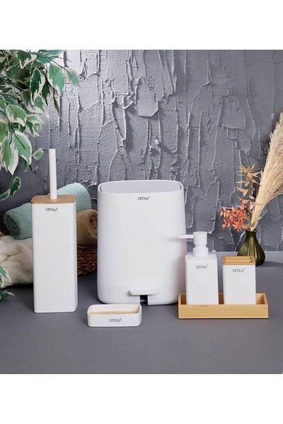 AROW White Acrylic 6 Pcs Bathroom Set