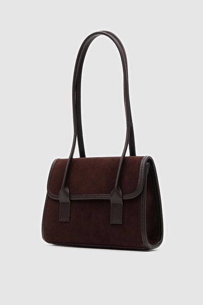 Shule Bags Τσάντα ώμου Mioni Suede Καφέ