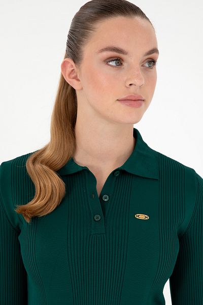 U.S. Polo Assn. Women's Dark Green Polo Neck Sweater 50297087-Vr101