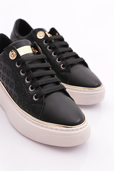 DGN 2559 Kadin Bağcikli Şerit Detayli Sneakers Ayakkabı