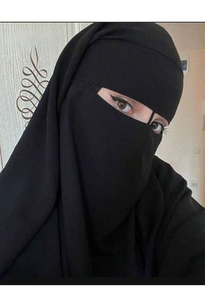 Şahane Μαύρο πέπλο 2 στρώσεων Πέπλο Bae Hijab