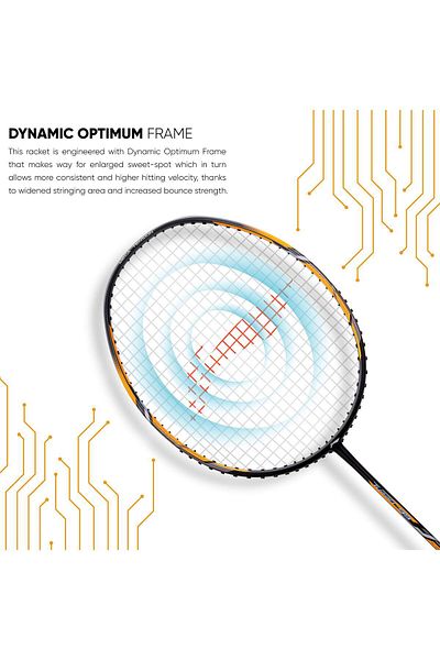 Li-Ning Turbo 99 - Carbon Fiber Strung Badminton Racket, with Full Cover (Black/Gold)