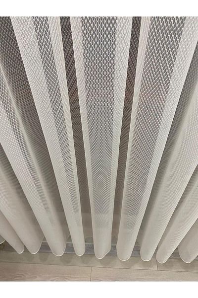 İNCİLİFE Ecru Colored Modern Textured Honeycomb Medium Pleated Tulle Curtain