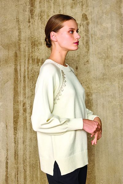 Unıquemode Uw 251014   Unique Round Collar Sleeve Edges Stone Detailed Knitting