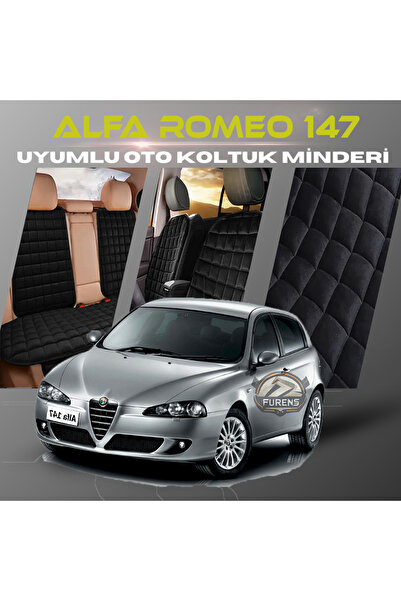 SHOOPLAA مجموعة وسائد مقعد السيارة ألفا روميو 147 باللون الأسود مع جيوب ريش ت...