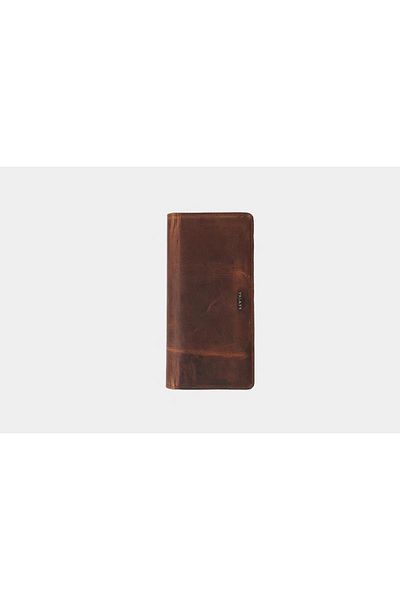 REWİNA Genuine Leather Wallet Card Holder Special Design Oversized Magnet Men's Phone Wallet Tumbled Coffee