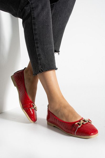 Moda Devrin Dámské domácí a outdoorové boty Red Chain Ballerina