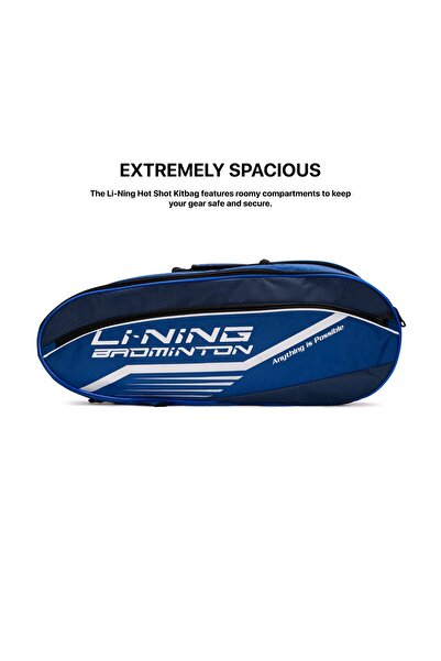 Li-Ning Hot Shot Triple Zipper Polyester Badminton Kit Bag (BLUE/NAVY, LARGE) | Spacious & Unisex