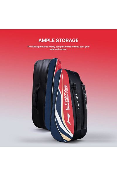 Li-Ning Panther Double Zipper Badminton Kit Bag | Navy/red | Large | Ample Storage
