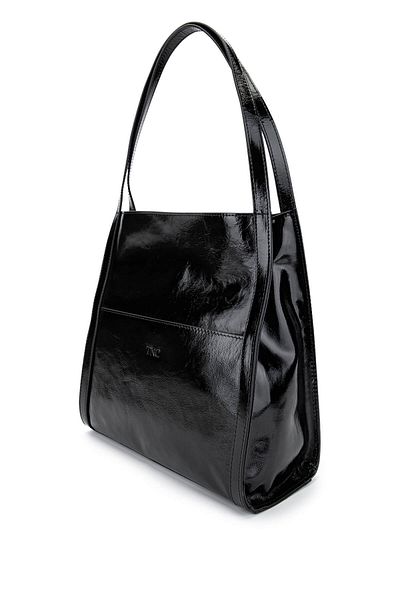 Tamer Tanca Women's Genuine Leather Black Patent Leather Shoulder Bag