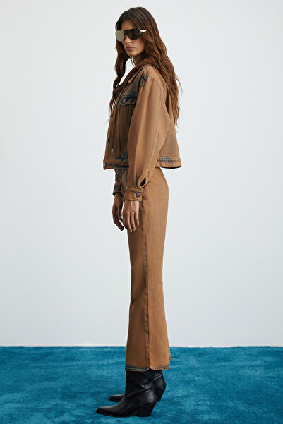 GRIMELANGE Marquesha Women's Wild Vintage Brown Crop Jacket