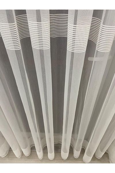 İNCİLİFE Ebru Banded 1/2,5 Medium Pleated Tulle Curtain Off-White Color