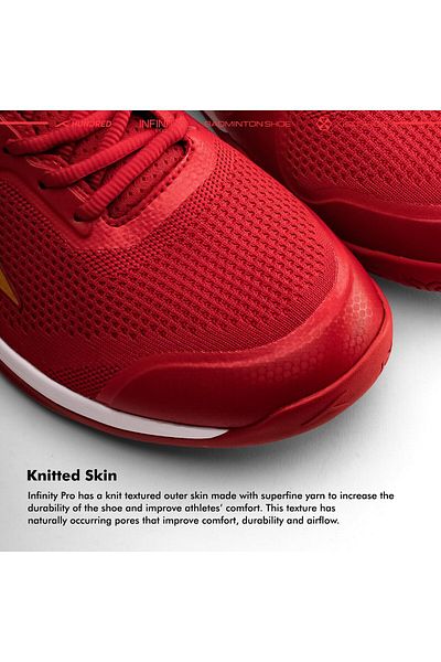 Hundred Infinity Pro Men's Badminton Shoes - Non-Marking, Professional, Eu 42/Uk 8/Us 9 (Red/Gold)