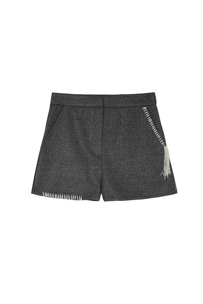 Quzu Pantaloni scurți mini cu șnur brodat Gri închis