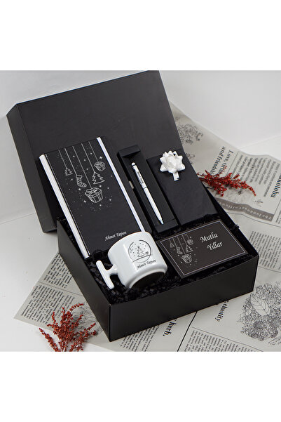 Kitaplı Hediye Yılbaşı Hediyesi Kişiye Özel Kar Tasarımlı Ajanda Kupa Kalem Ç...