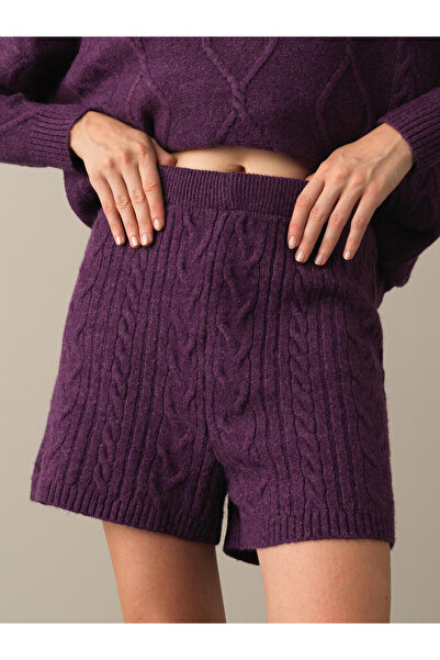 Xint Kadın Mor Yumuşak Dokulu Regular Fit Triko Şort