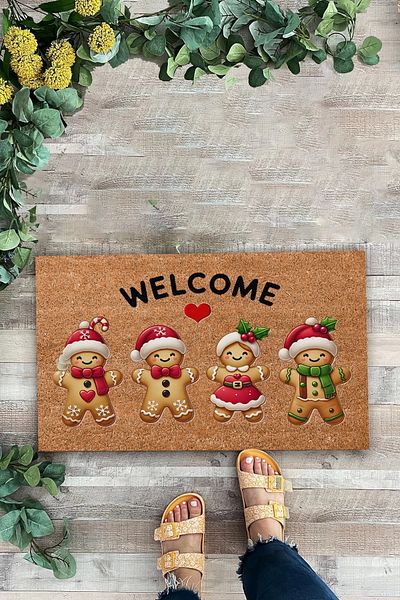 Valerine Life Christmas New Year's Red Brown Cookies - Welcome Welcome Doormat 45X70Cm