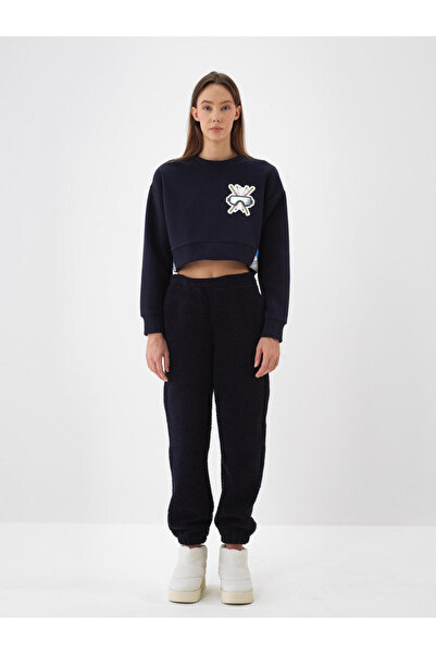 Xint Kadın Lacivert Pamuk Dokulu Polar Sweat Pantolon