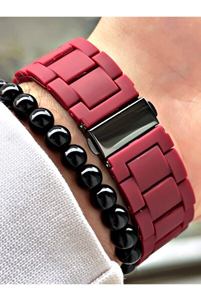 Tisaati Premium Design Silicone Lanyard Exclusive Series Metal Case Men's Wrist Watch-With Bracelet Gift