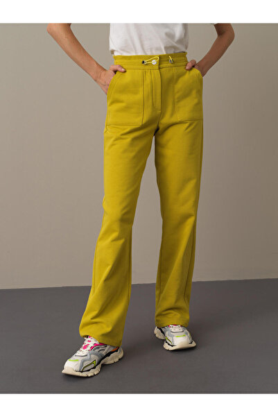 Xint Kadın Sarı Pamuk Dokulu Oversize Sweat Pantolon