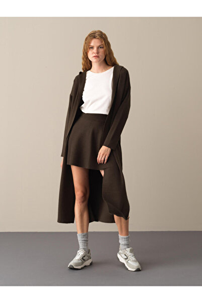 Xint Kadın Haki Esnek Dokulu Regular Fit Uzun Hırka