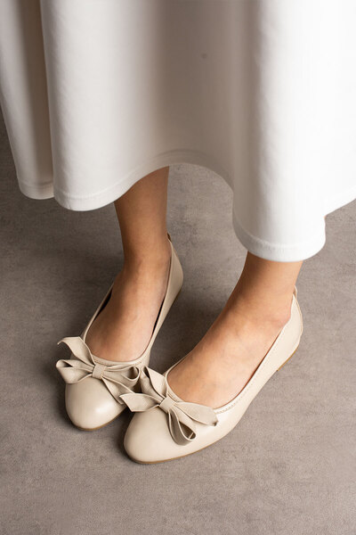 CUCA Γυναικείες μπαλαρίνες από γνήσιο δέρμα με απλό φιόγκο για καθημερινή χρήση