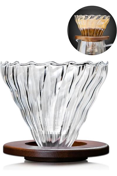 MIBRU Coffee dripper glass and wood v60 v02