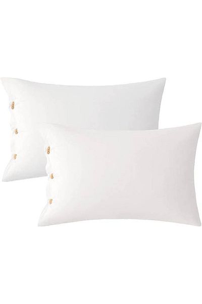 Kibele Off-White Buttoned Pillow Case - 2 Pieces 100% Cotton 50X70